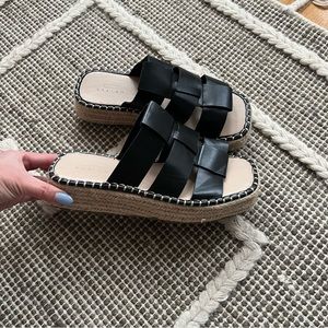 ASOS Black leather platform espadrille sandals